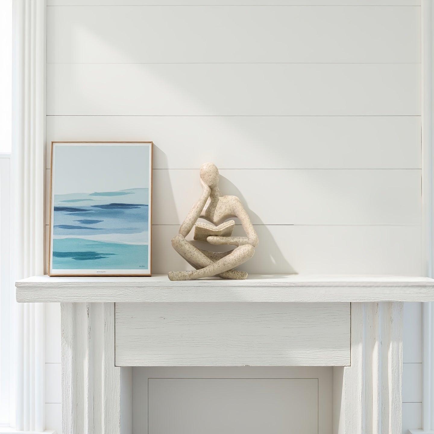 Reading Thinker Sandstone Abstract Art Statue