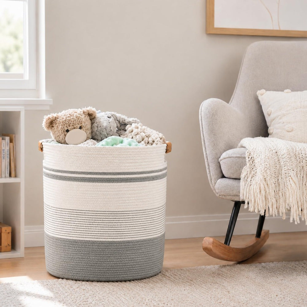 Large Cotton Rope Storage Basket with Handles