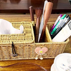 Boho Raffia Desk Organiser with Tissue Holder