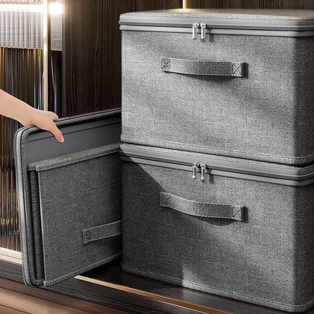 Set of 4 Large Foldable Canvas Storage Boxes with Lids