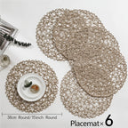 Set of 6 Modern Hollow Woven Round Placemats