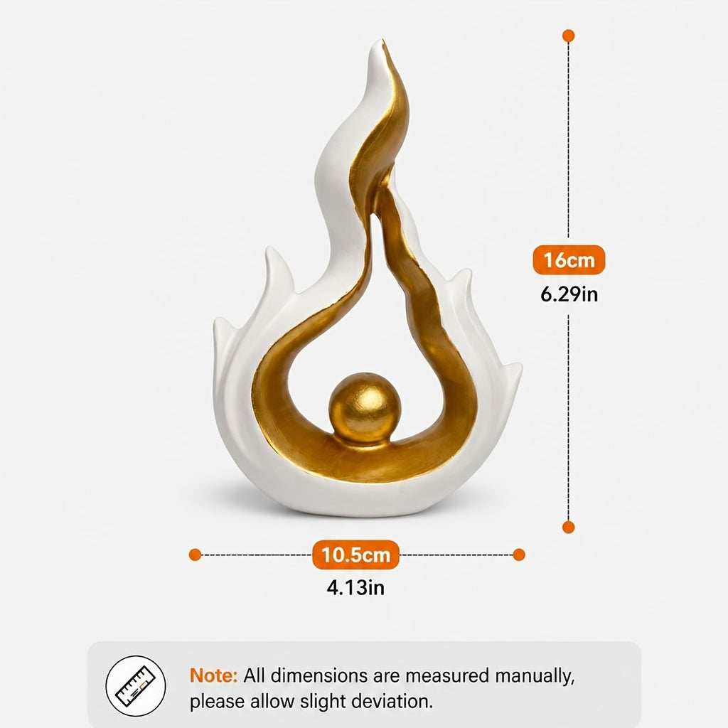 Abstract Flame Resin Sculpture – White & Gold