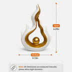 Abstract Flame Resin Sculpture – White & Gold