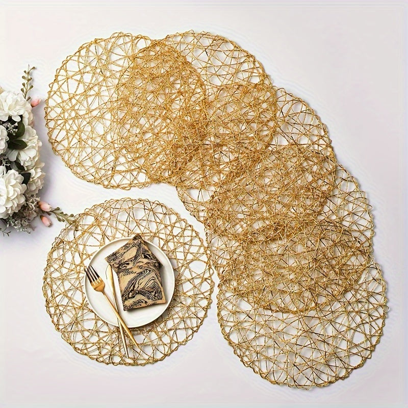 Set of 6 Modern Hollow Woven Round Placemats