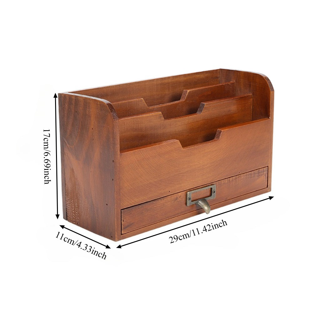 3-Tier Rustic Wooden Desk Organiser