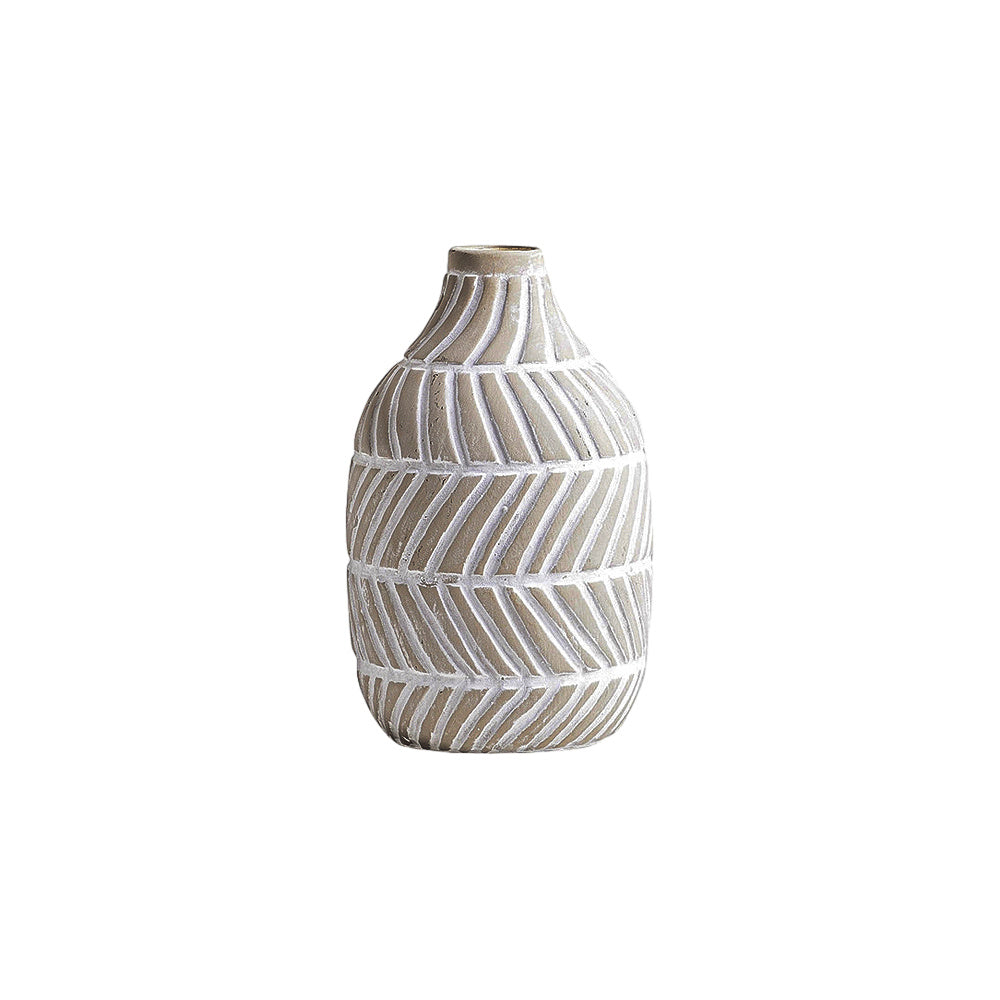 Nordic Striped Textured Ceramic Vase