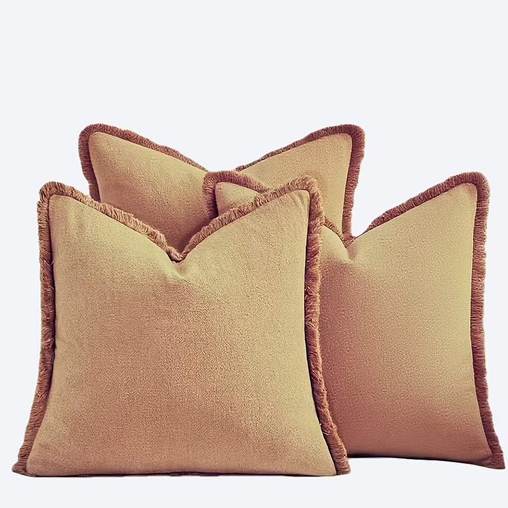 Set of 3 Fringed Bohemian Linen Pillowcases