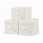 Set of 3 Large Fabric Storage Boxes with Lids