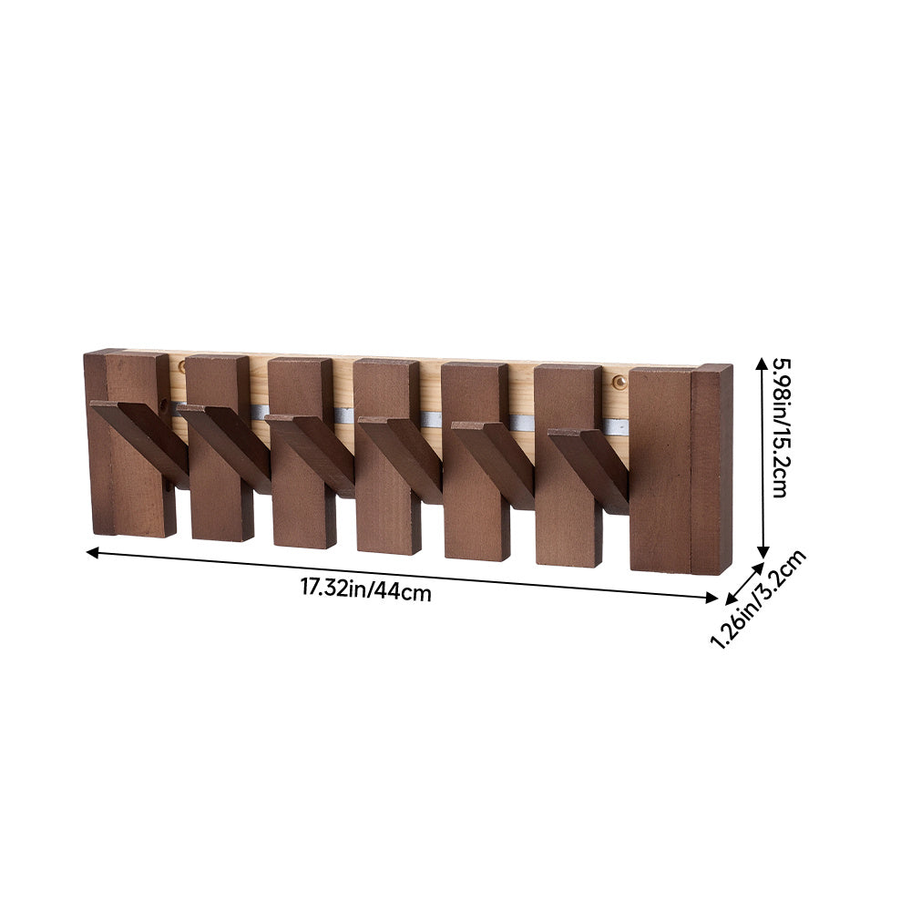 6-Hook Piano Key Wall-Mounted Wooden Coat Rack