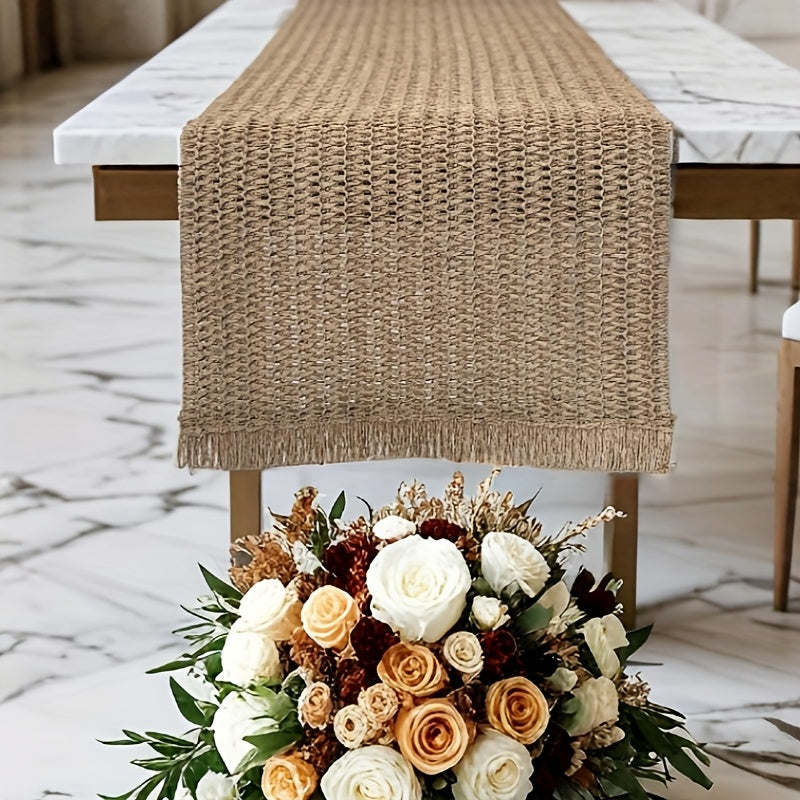Solid Colour Fringe Boho Table Runner