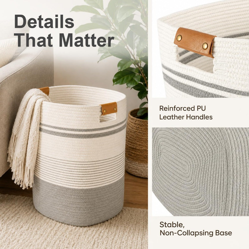 Large Cotton Rope Storage Basket with Handles
