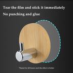 4 Adhesive Stainless Steel Hooks with Wood Base