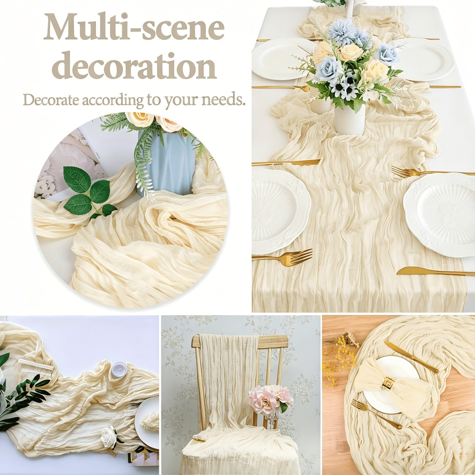 Crinkled Polyester Gauze Table Runner