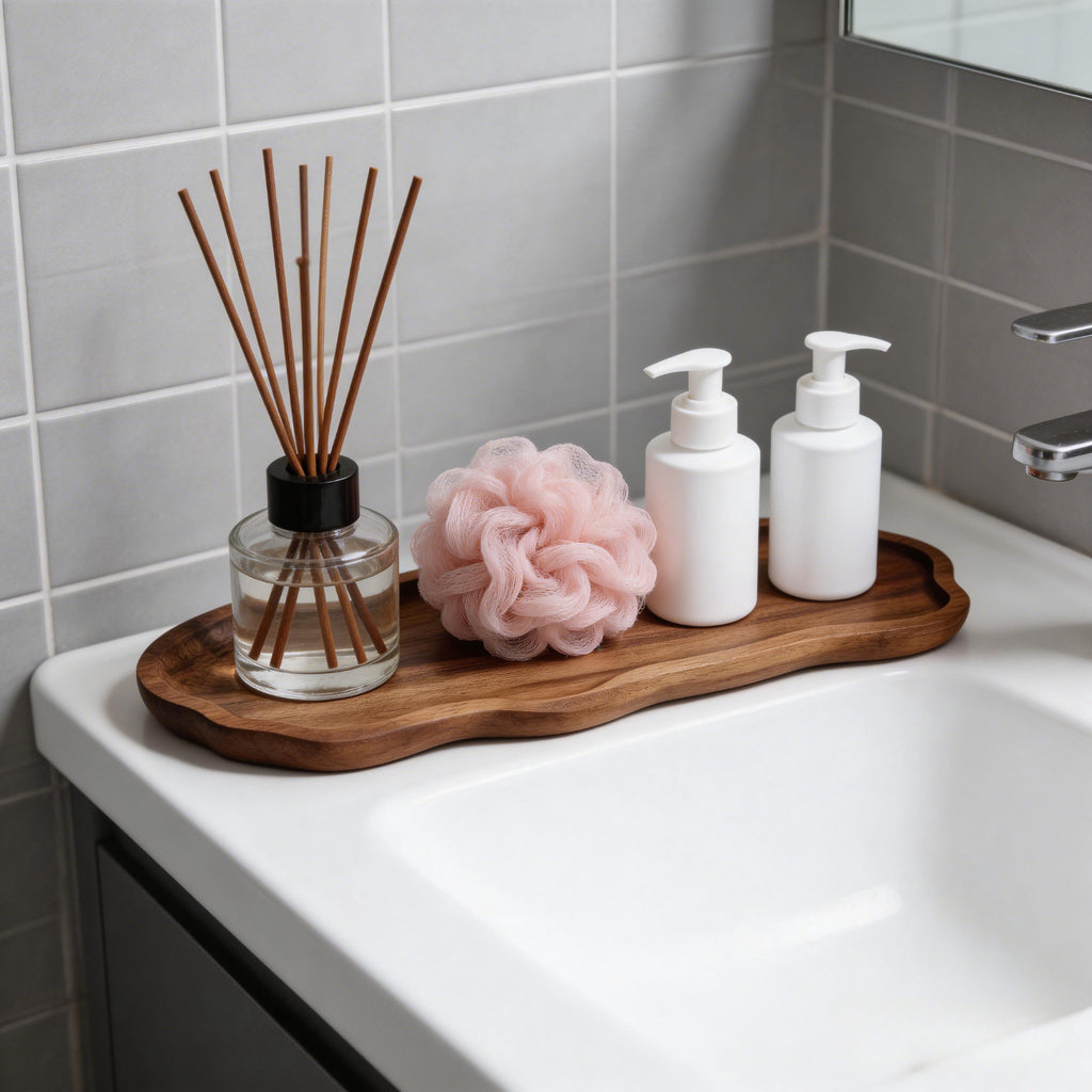 Cloud-Shaped Wooden Bathroom Tray