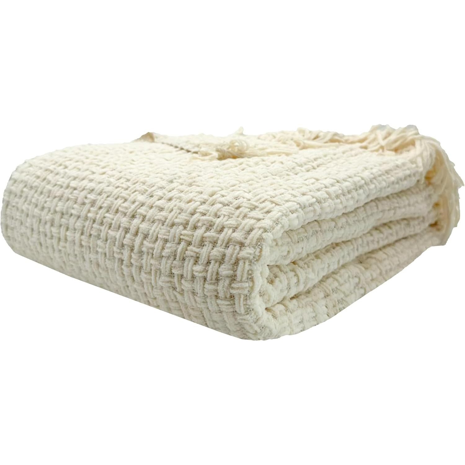 Olivia Rocco Chenille Box-Stitch Throw