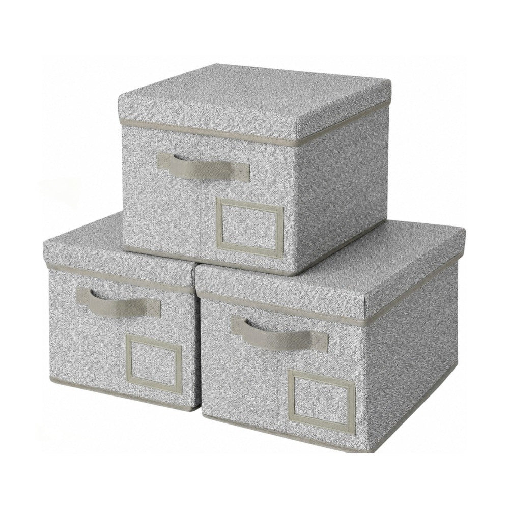 Set of 3 Large Fabric Storage Boxes with Lids