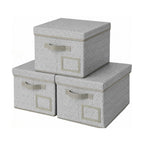 Set of 3 Large Fabric Storage Boxes with Lids