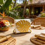 Gold Leaf Iron Napkin & Plate Holder