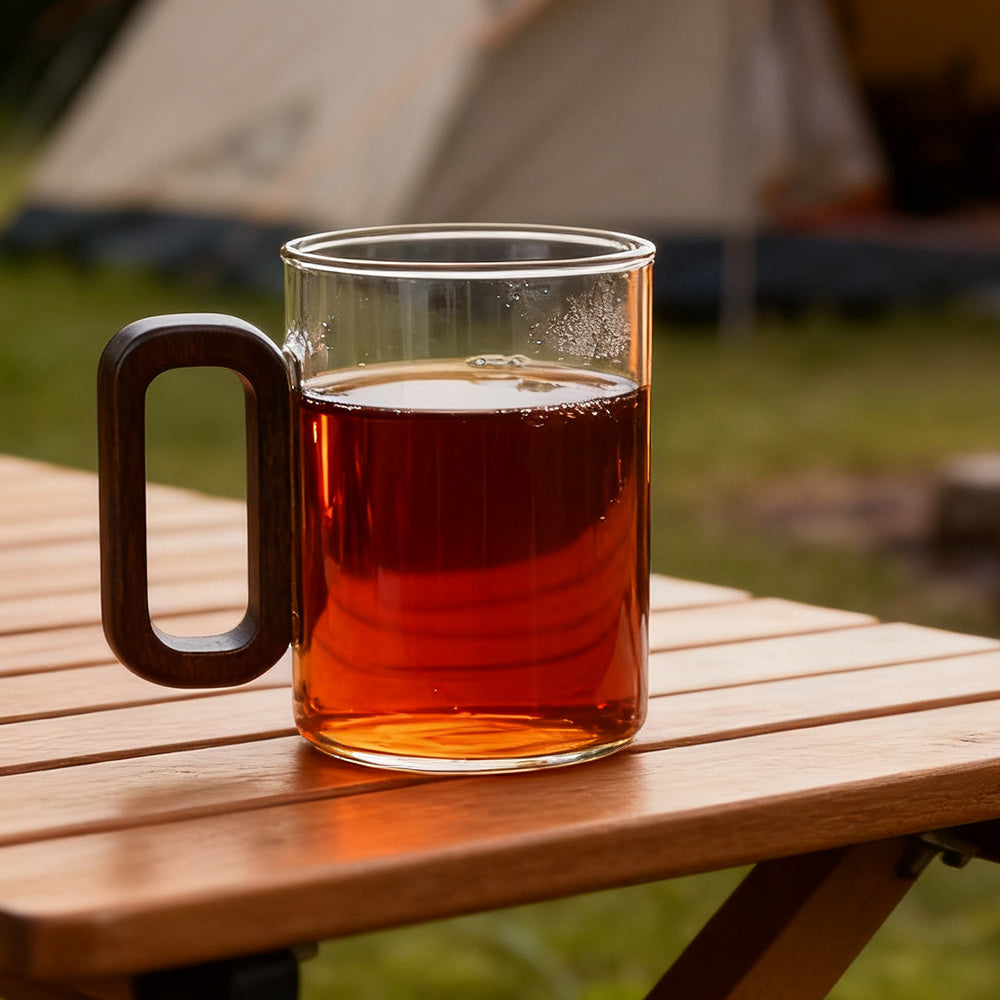 360ml Borosilicate Glass with Wooden Handle