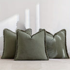 Set of 3 Fringed Bohemian Linen Pillowcases
