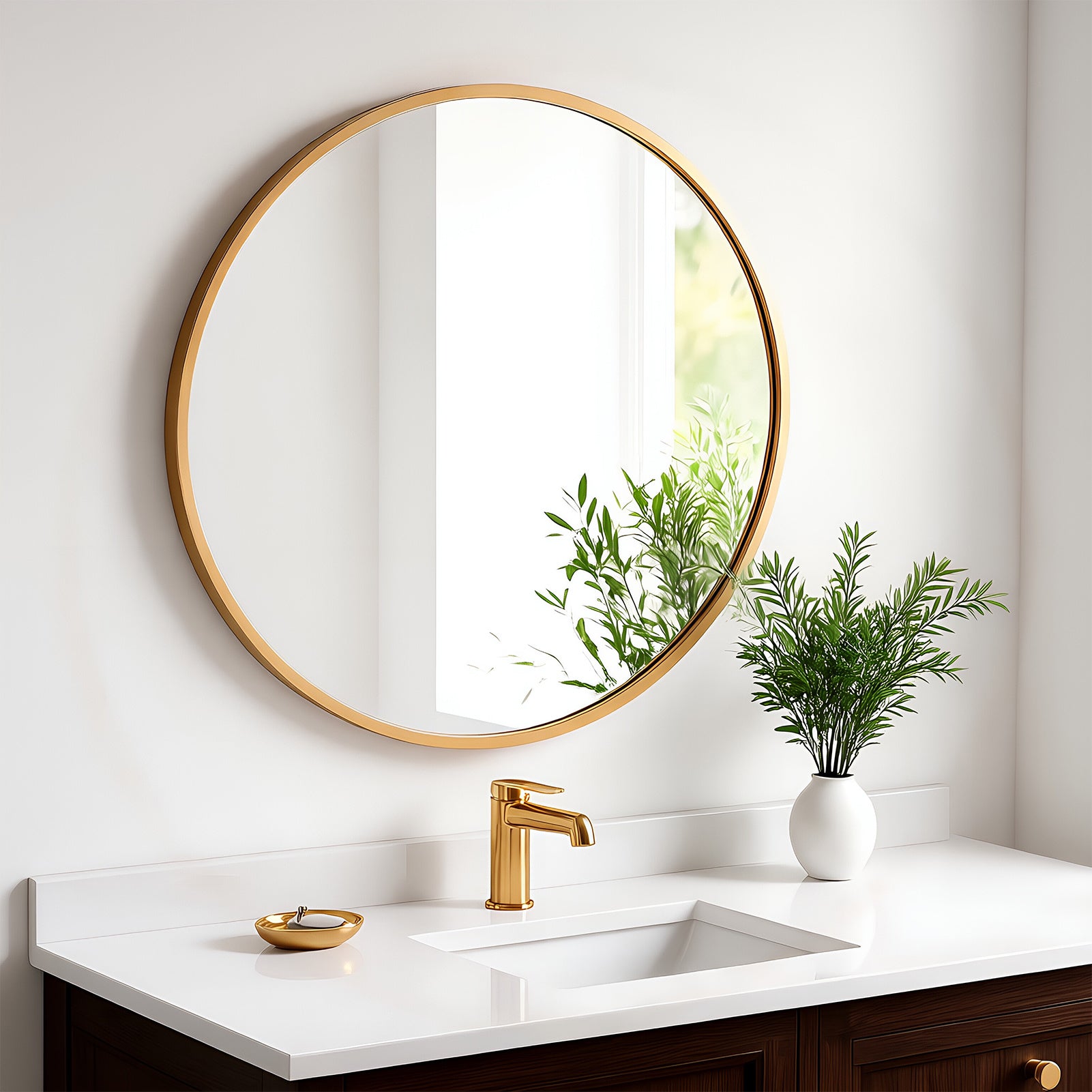 60cm Gold Framed Round Wall Mirror