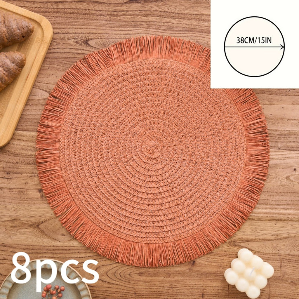Bohemian Round Solid Colour Placemats – Set of 2, 4 or 8
