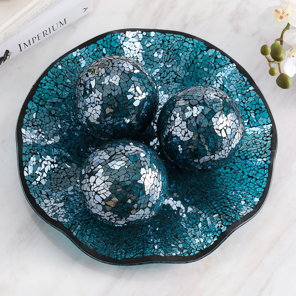 Mosaic Glass Decorative Ball with Wavy Edge