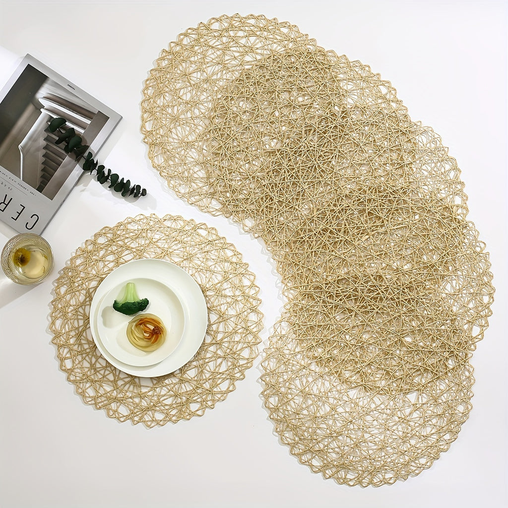 Set of 6 Modern Hollow Woven Round Placemats