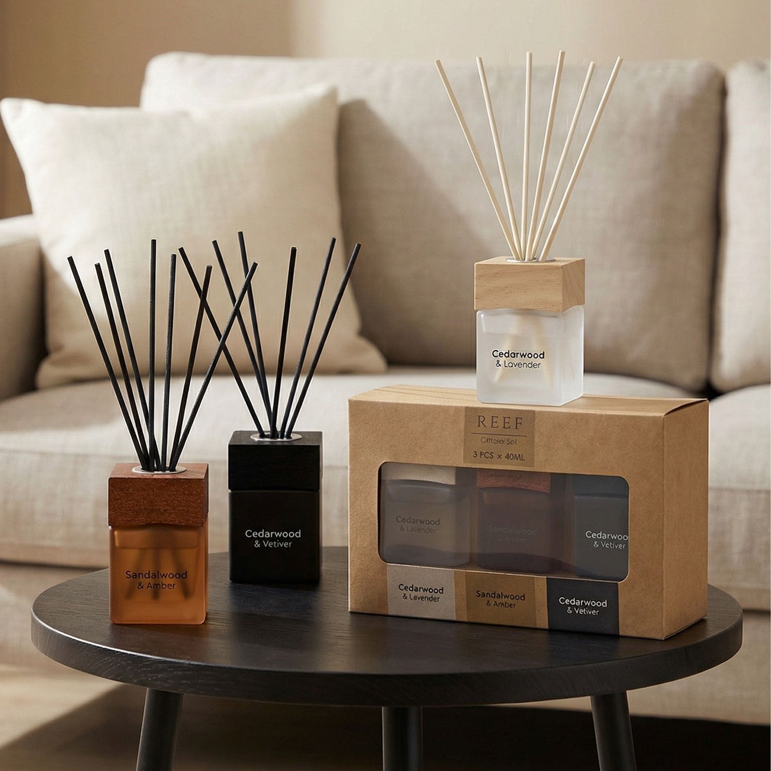 REEF Home Reed Diffuser Set – 3 x 40ml