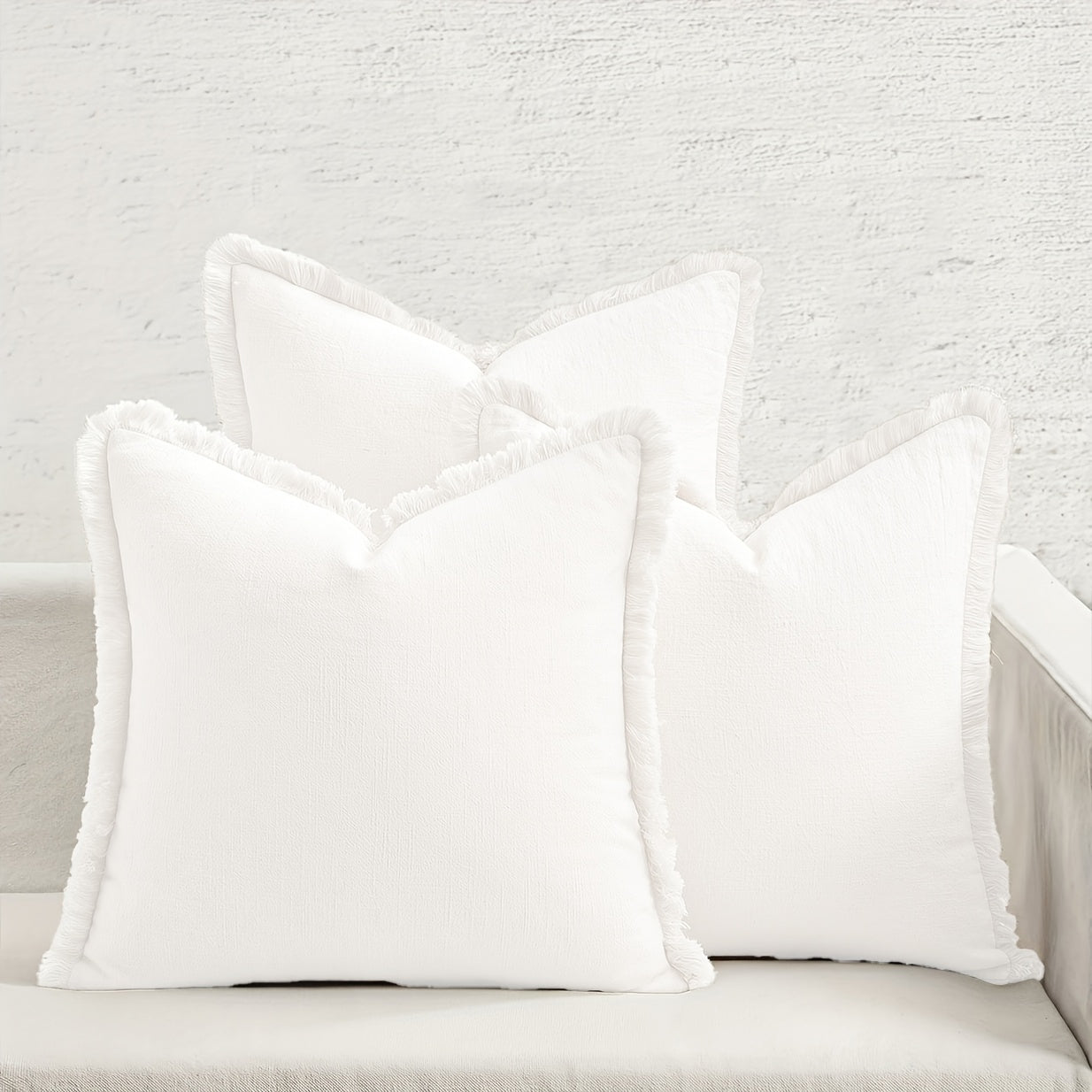 Set of 3 Fringed Bohemian Linen Pillowcases