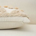 Natural Linen Cushion Cover with Geometric Tassel Detail