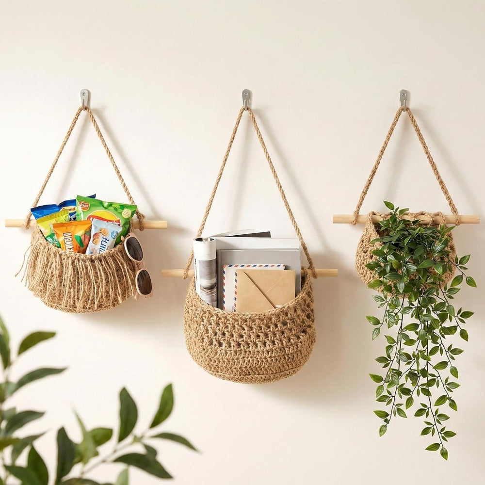 3-Tier Boho Braided Rope Wall Organiser