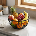 Flat Round Black Fruit Basket