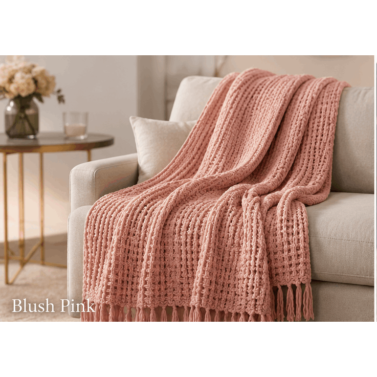 Olivia Rocco Chenille Box-Stitch Throw