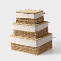 Set of 3 Handwoven Storage Boxes with Lids