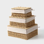 Set of 3 Handwoven Storage Boxes with Lids