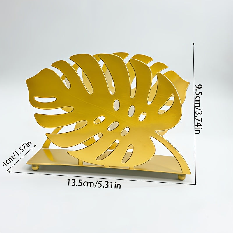 Gold Leaf Iron Napkin & Plate Holder