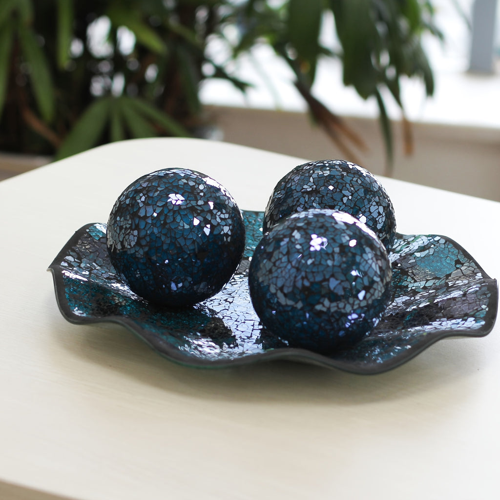 Mosaic Glass Decorative Ball with Wavy Edge