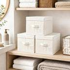Set of 3 Large Fabric Storage Boxes with Lids