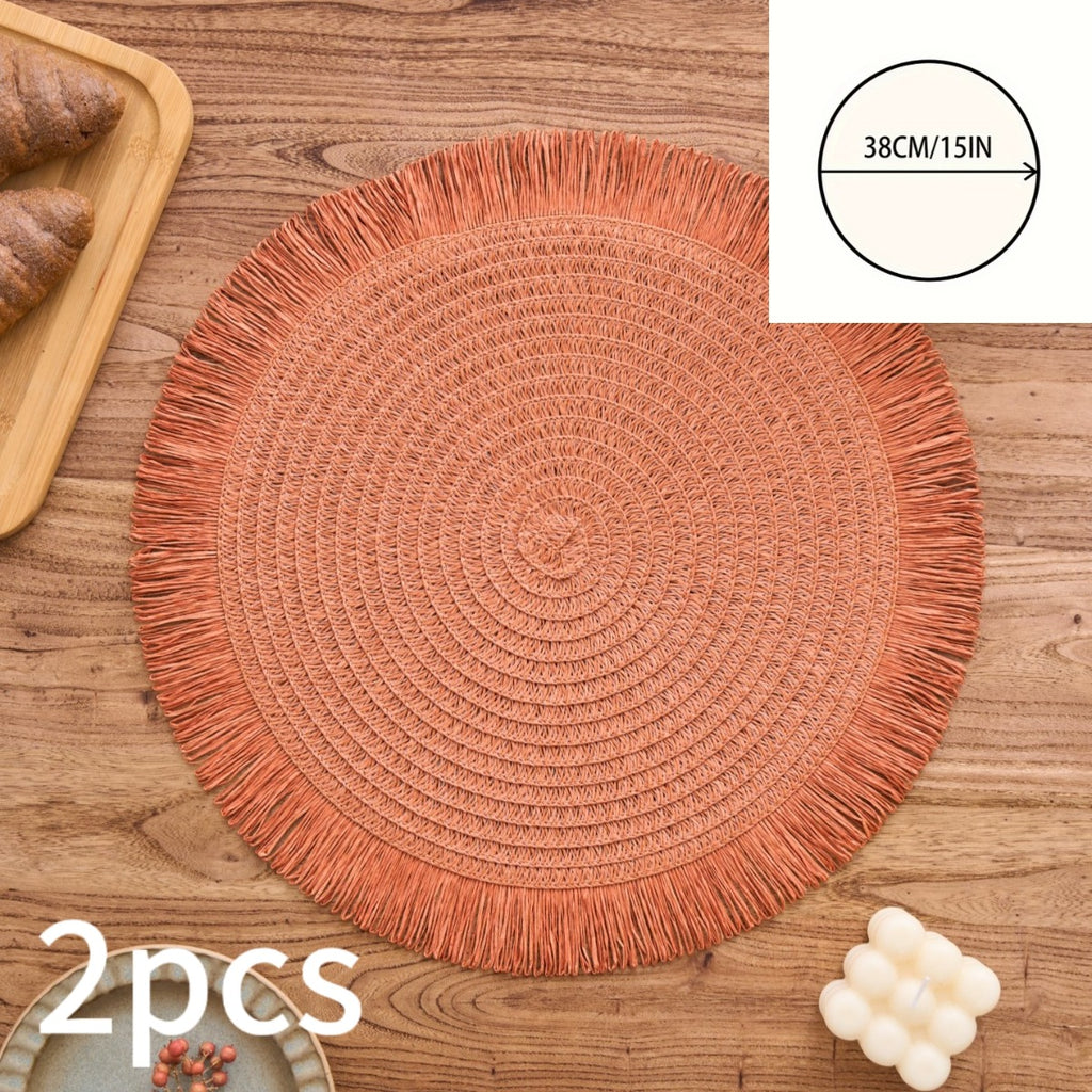 Bohemian Round Solid Colour Placemats – Set of 2, 4 or 8