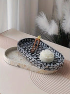 Mother-of-Pearl Inlay Oval Decorative Tray