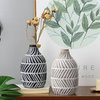 Nordic Striped Textured Ceramic Vase