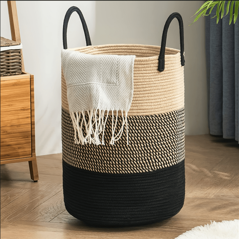 64L Large Rope Storage Basket for Blankets