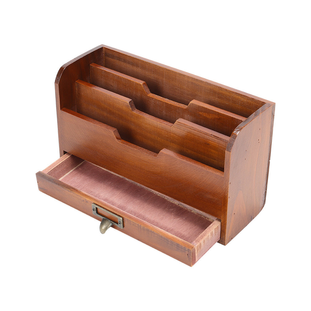 3-Tier Rustic Wooden Desk Organiser