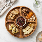 5-Section Round Wooden Snack Serving Board