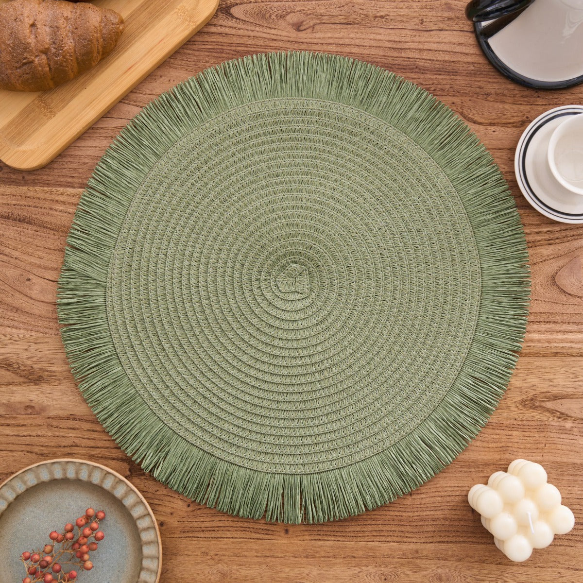 Bohemian Round Solid Colour Placemats – Set of 2, 4 or 8