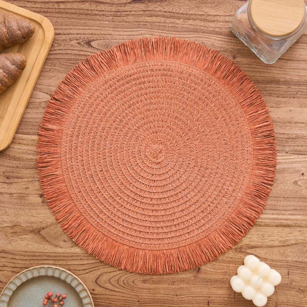 Bohemian Round Solid Colour Placemats – Set of 2, 4 or 8