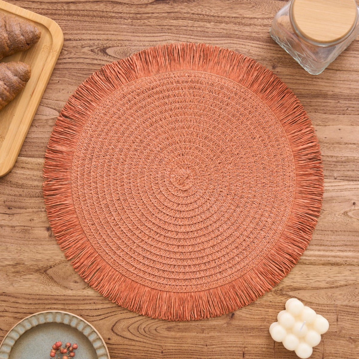 Bohemian Round Solid Colour Placemats – Set of 2, 4 or 8