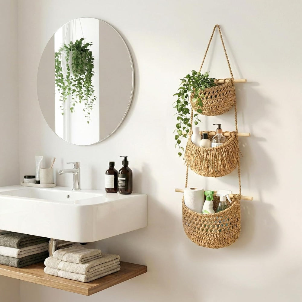 3-Tier Boho Braided Rope Wall Organiser
