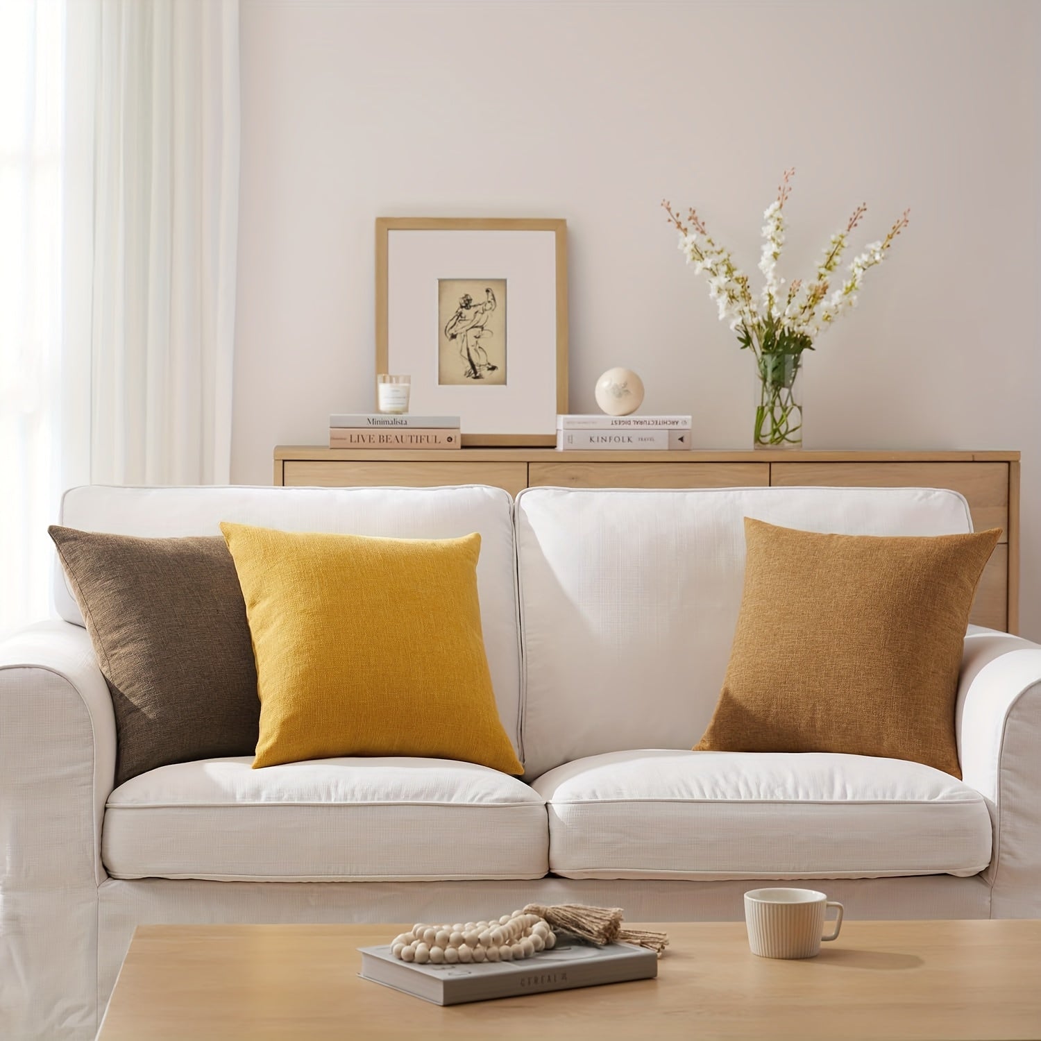 Set of 2 Solid Linen Cushion Covers – 45x45cm